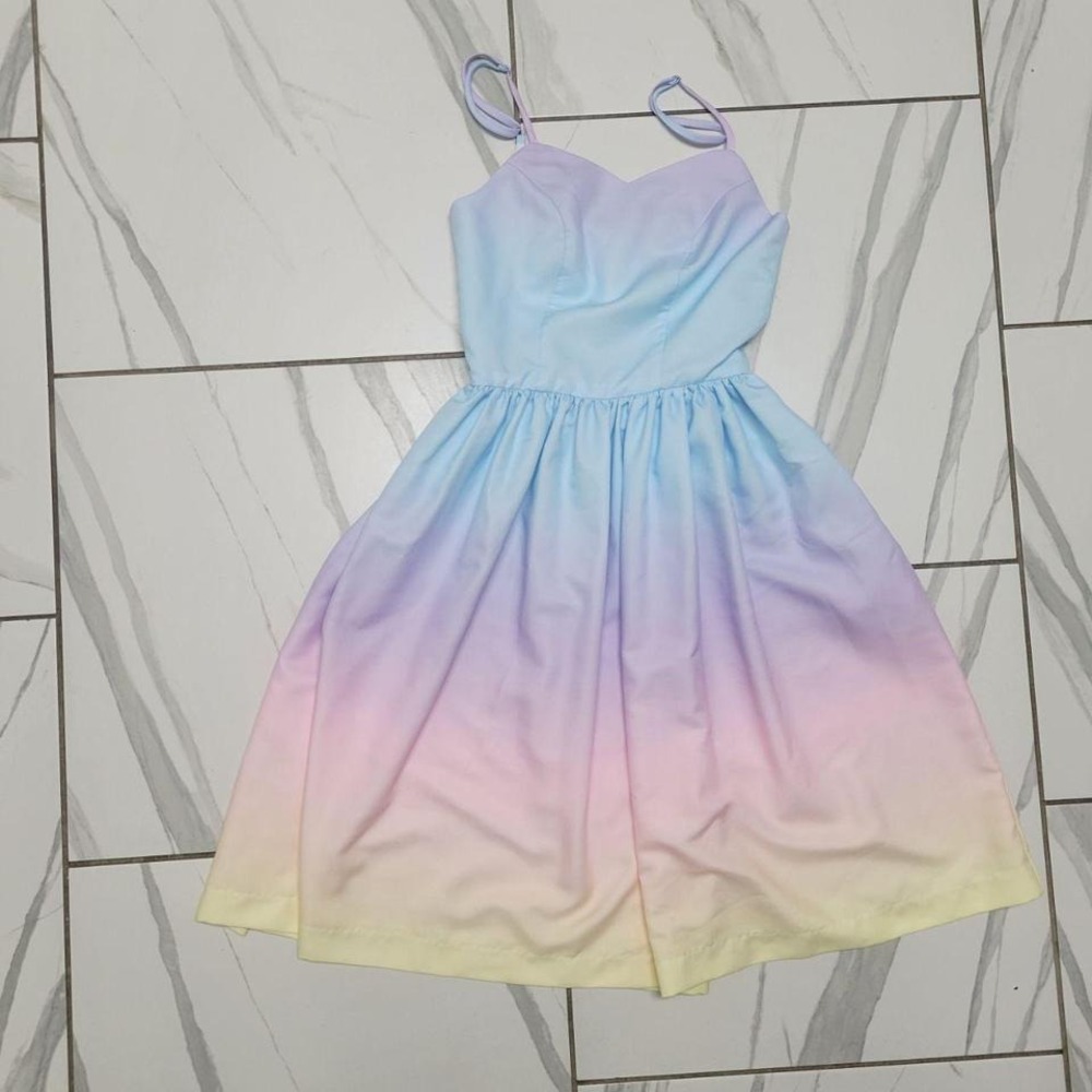 Rainbow Ombre Casual Dress by Magnolia Park with pockets Sm